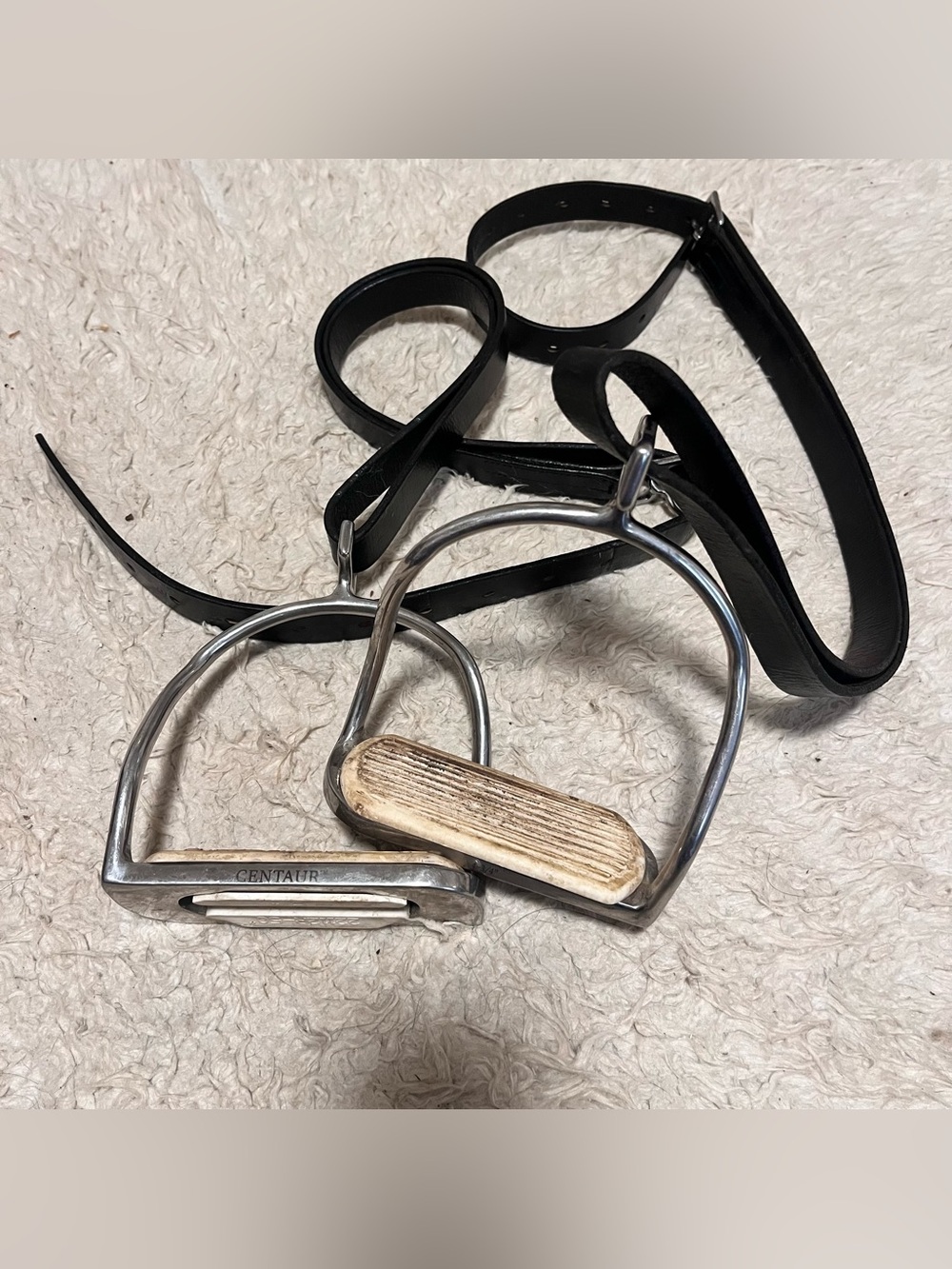 Safety Double S Stirrups with Leathers